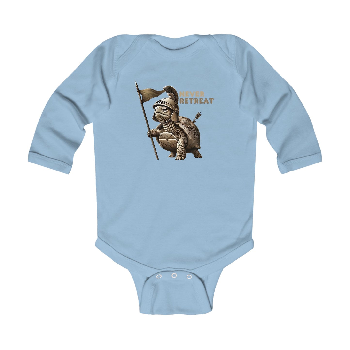 Never Retreat Cute Brave Warrior turtle Infant Long Sleeve Bodysuit