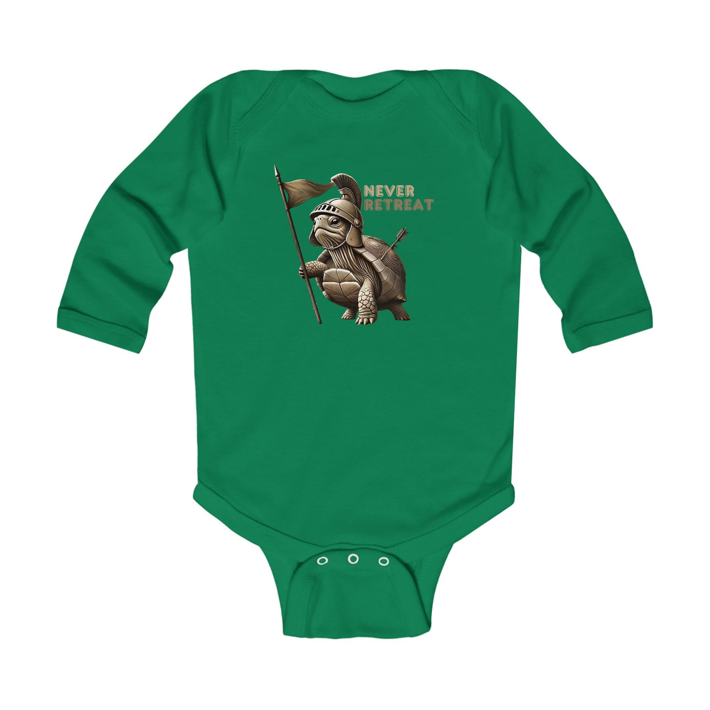 Never Retreat Cute Brave Warrior turtle Infant Long Sleeve Bodysuit