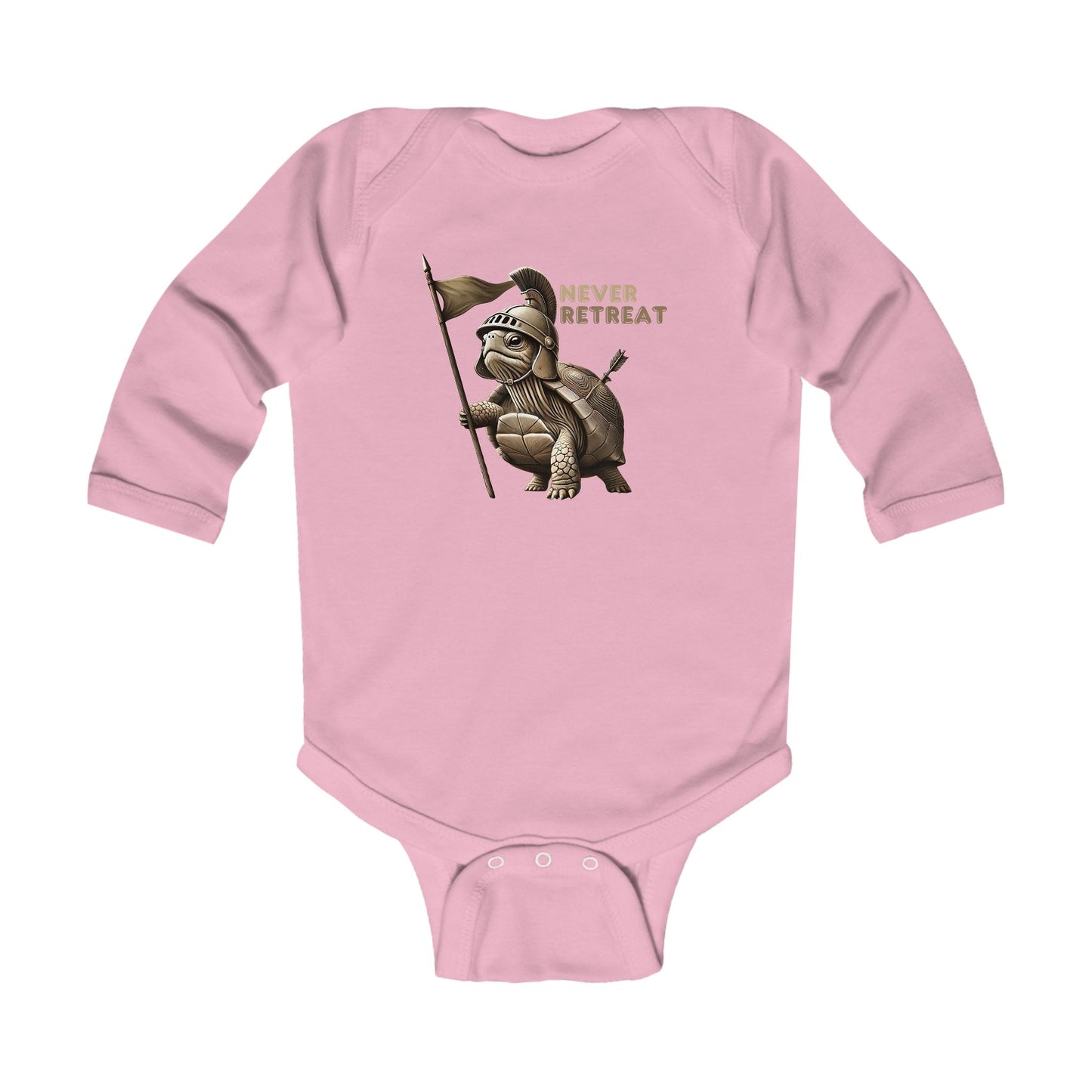 Never Retreat Cute Brave Warrior turtle Infant Long Sleeve Bodysuit