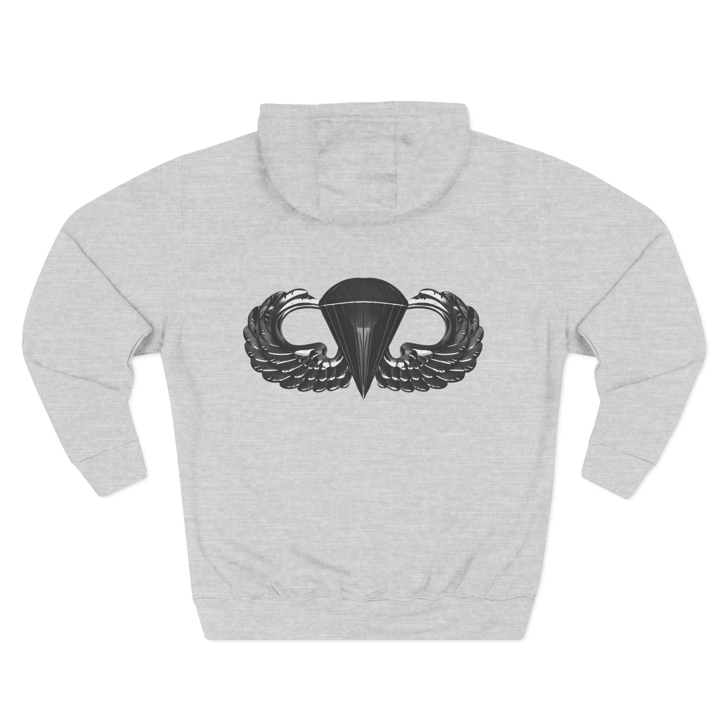 Airborne Black Winged on Back, Cozy Three-Panel Fleece Hoodie for Everyday Comfort