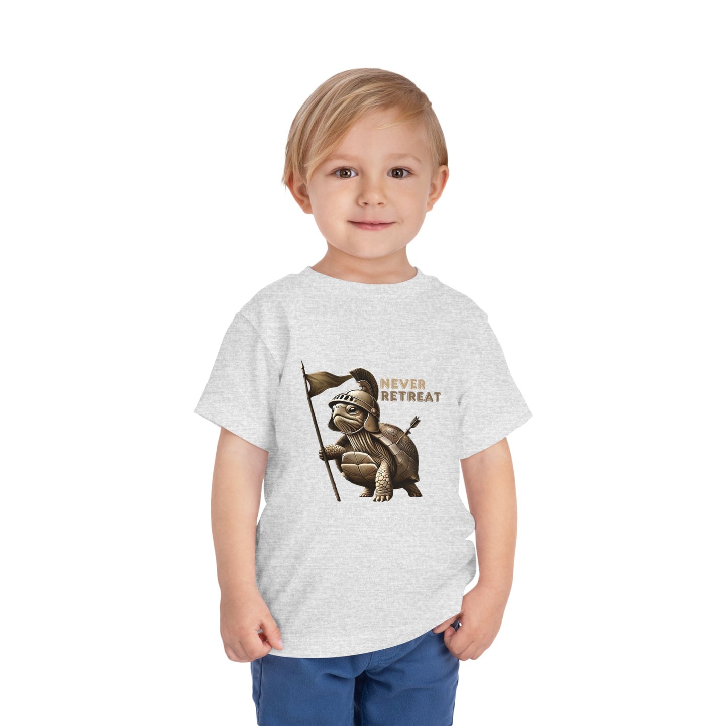 Never Retreat Toddler T-Shirt - Cute Warrior Turtle Design