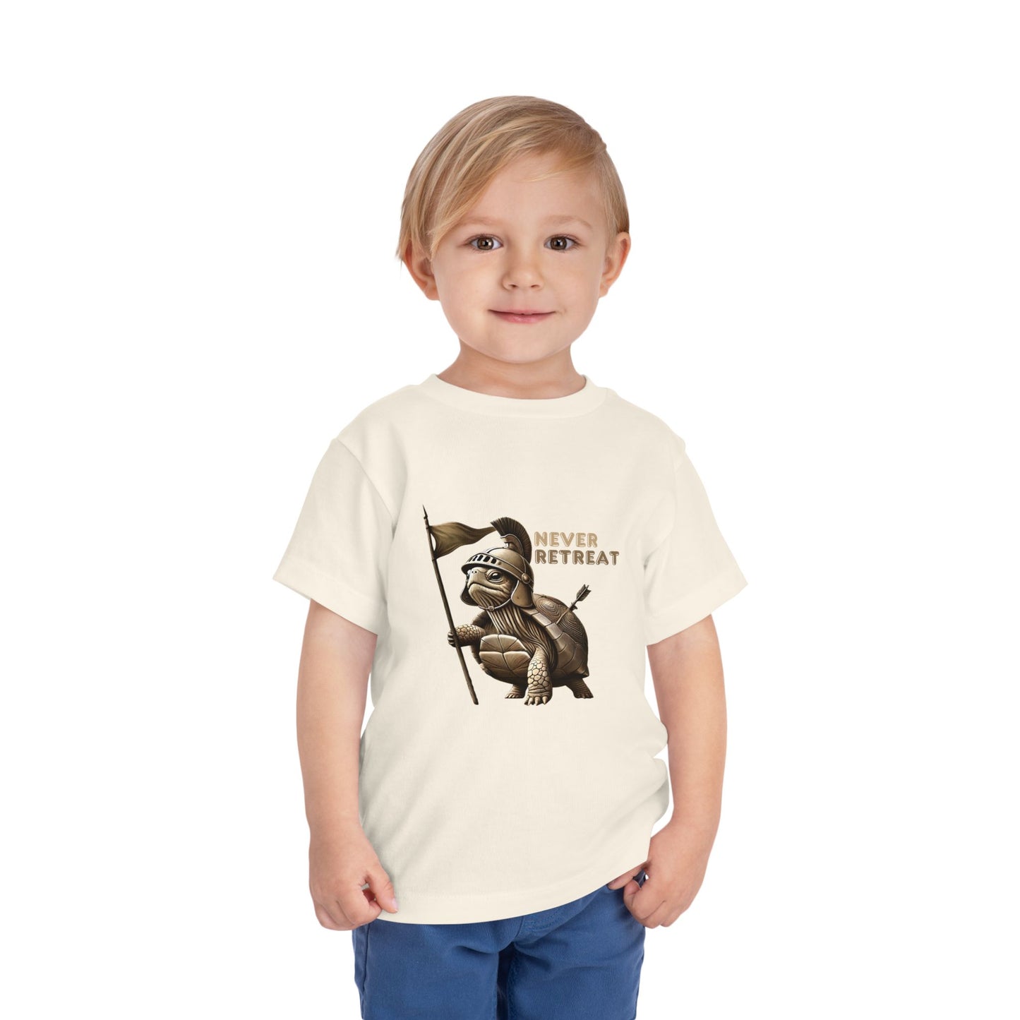 Never Retreat Toddler T-Shirt - Cute Warrior Turtle Design