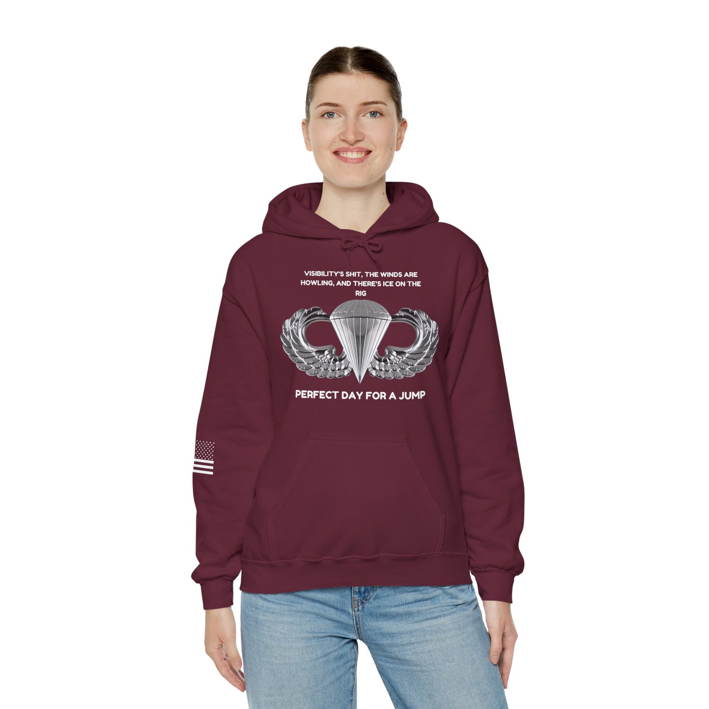 Airborne Unisex Heavy Blend Hoodie - Perfect Day For A Jump, Army, Veteran, Patriotic, Casual Wear, Gift for Airborne Enthusiasts