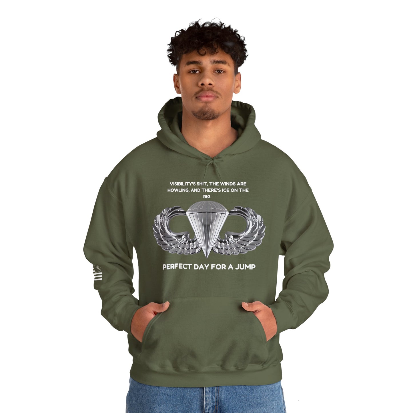 Airborne Unisex Heavy Blend Hoodie - Perfect Day For A Jump, Army, Veteran, Patriotic, Casual Wear, Gift for Airborne Enthusiasts