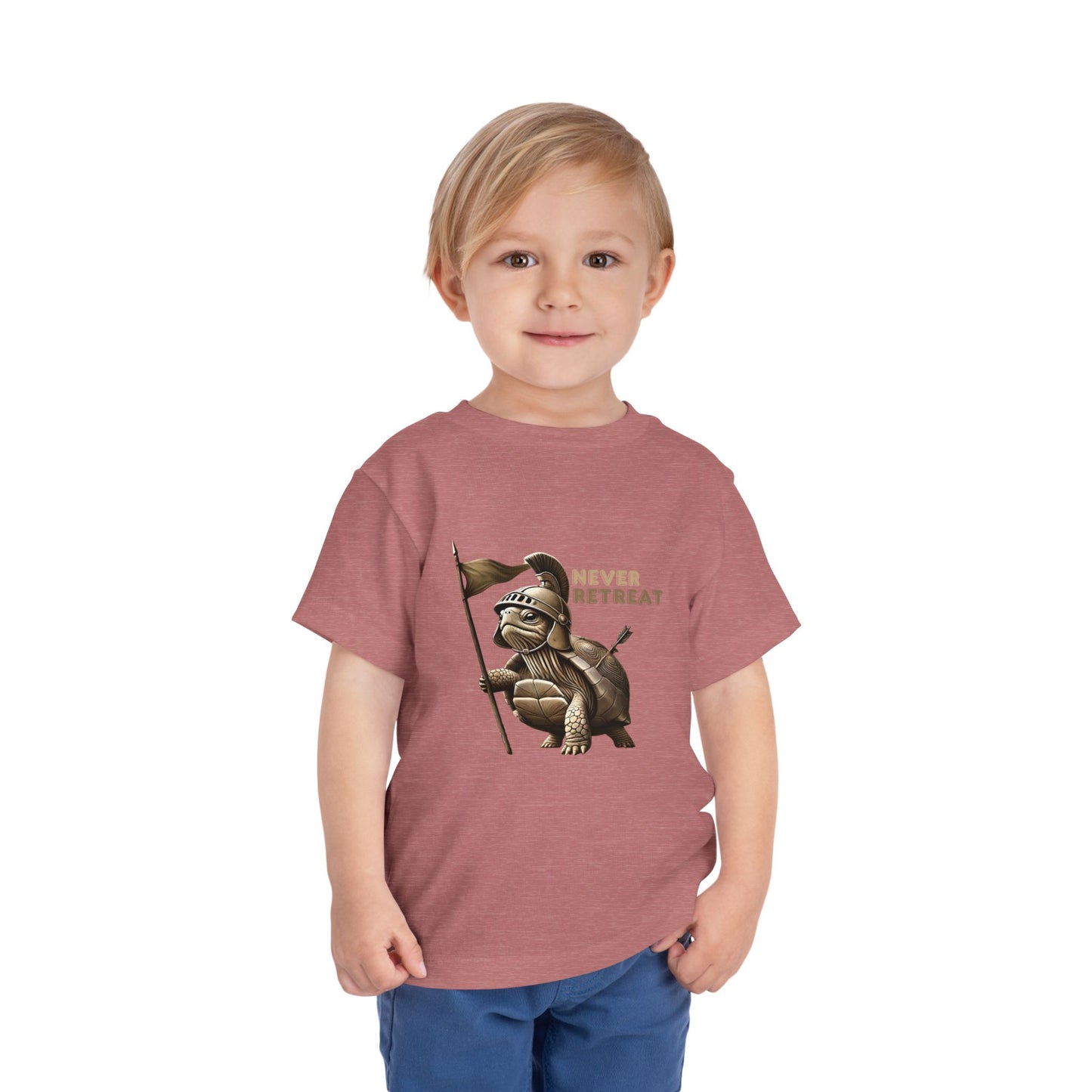 Never Retreat Toddler T-Shirt - Cute Warrior Turtle Design