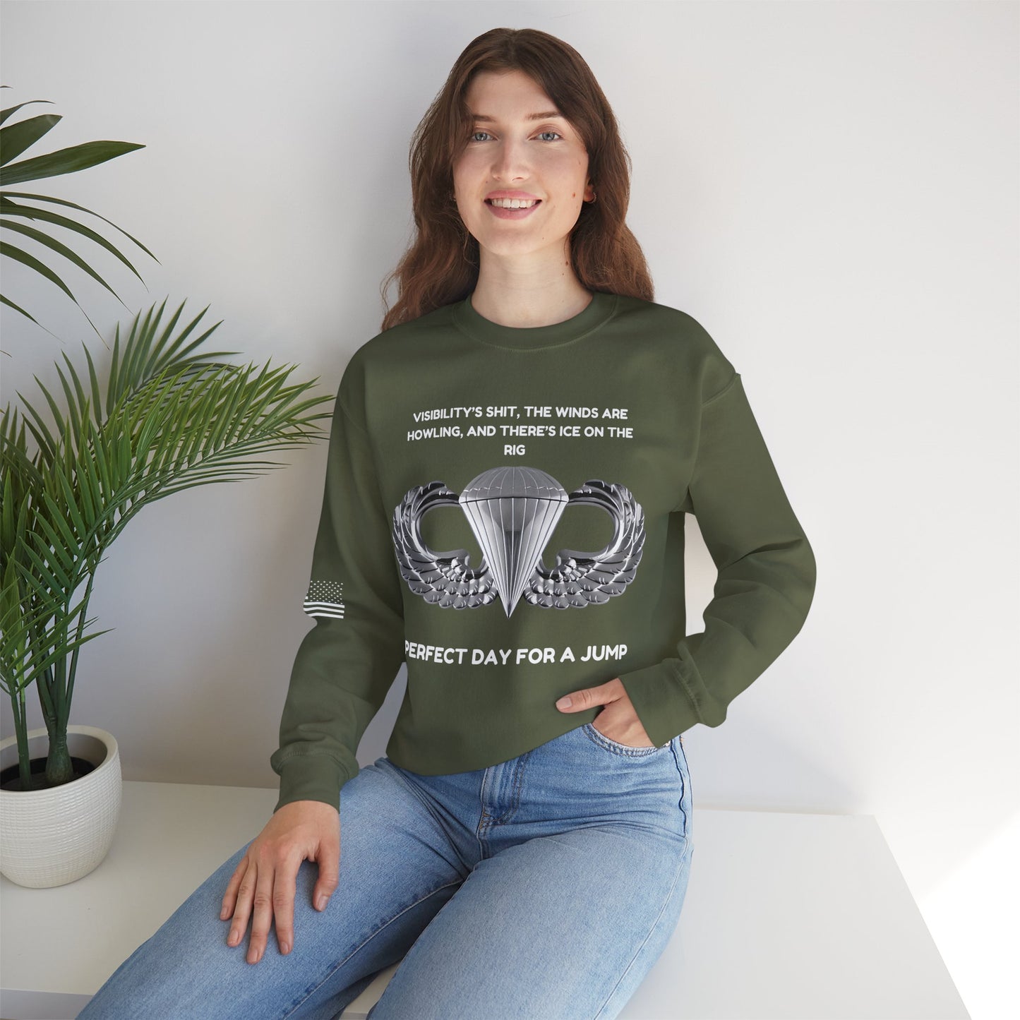 Airborne Sweatshirt, Perfect Day Crewneck, Adventure Apparel, Sporty Military Gift, Motivational Clothing