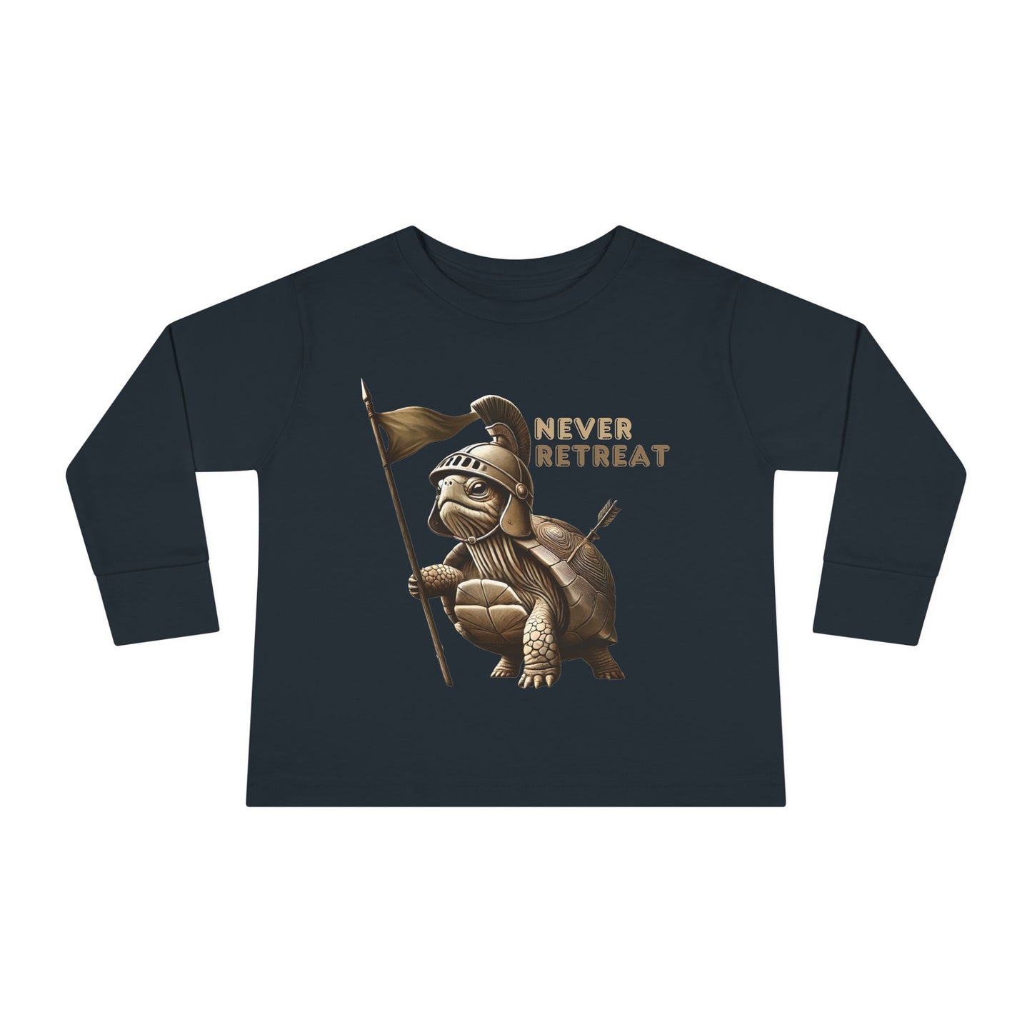 Toddler Long Sleeve Tee - 'Never Retreat' Warrior Turtle Design