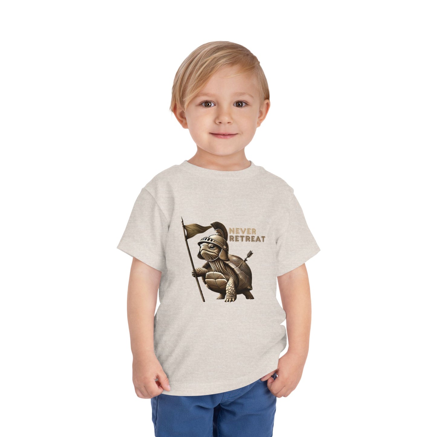 Never Retreat Toddler T-Shirt - Cute Warrior Turtle Design