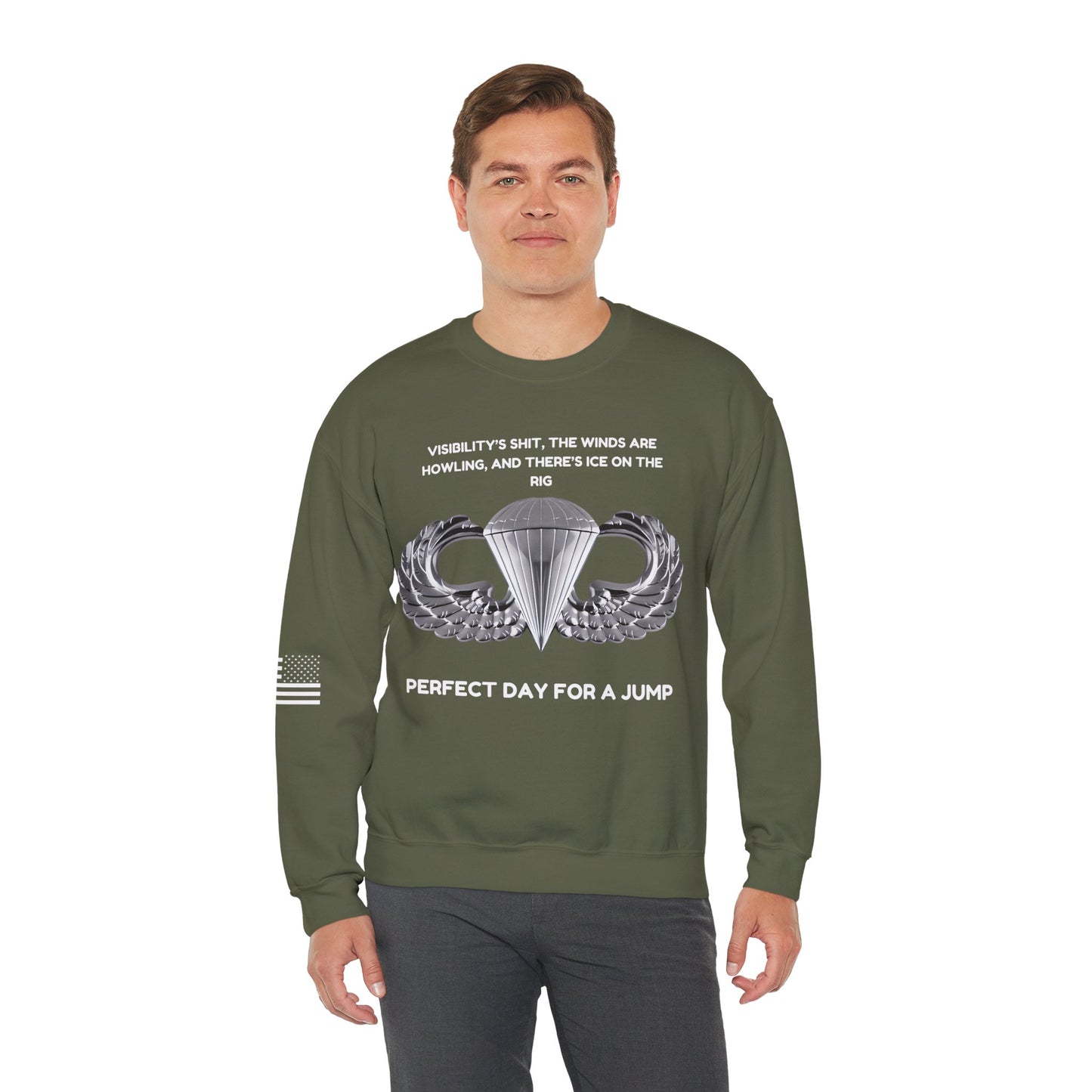 Airborne Sweatshirt, Perfect Day Crewneck, Adventure Apparel, Sporty Military Gift, Motivational Clothing