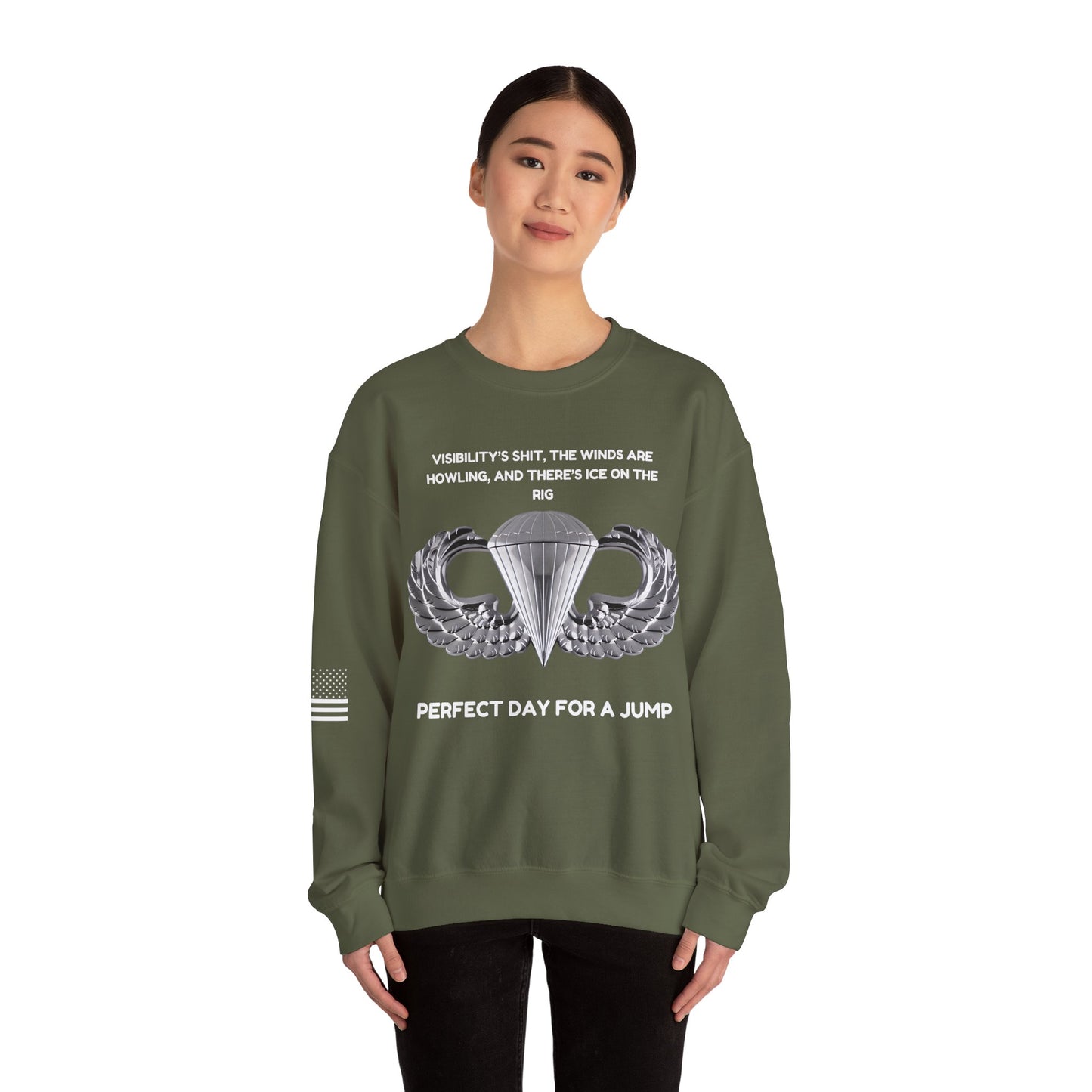 Airborne Sweatshirt, Perfect Day Crewneck, Adventure Apparel, Sporty Military Gift, Motivational Clothing