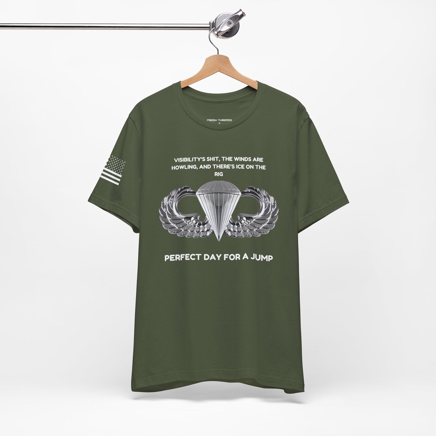 Airborne Military Unisex Tee - Army Navy Marines Airforce, Lightweight Airlume Cotton Shirt, Casual & Semi-Formal Wear, Military Holidays,