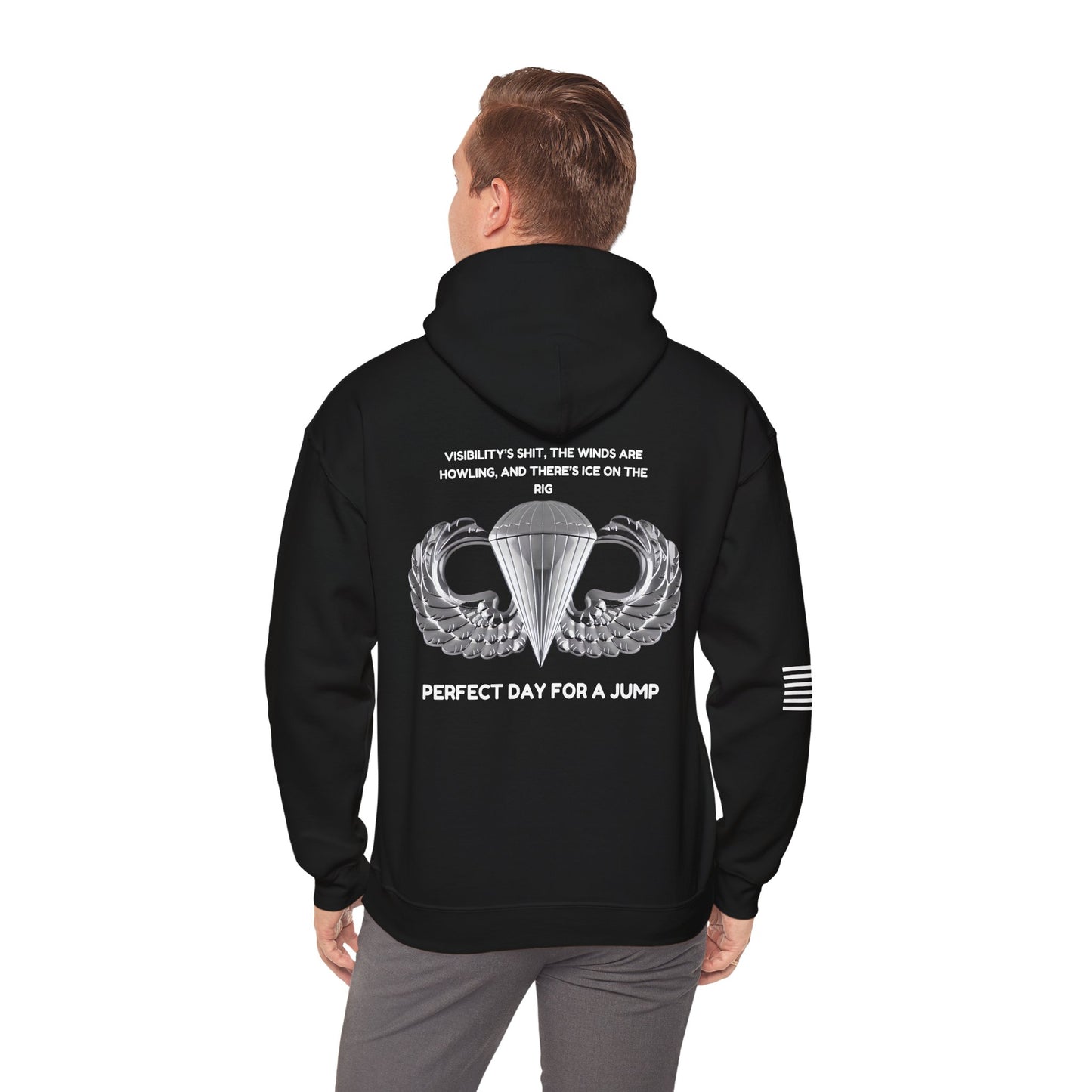 Airborne Unisex Heavy Blend Hoodie - Perfect Day For A Jump, Army, Veteran, Patriotic, Casual Wear, Gift for Airborne Enthusiasts