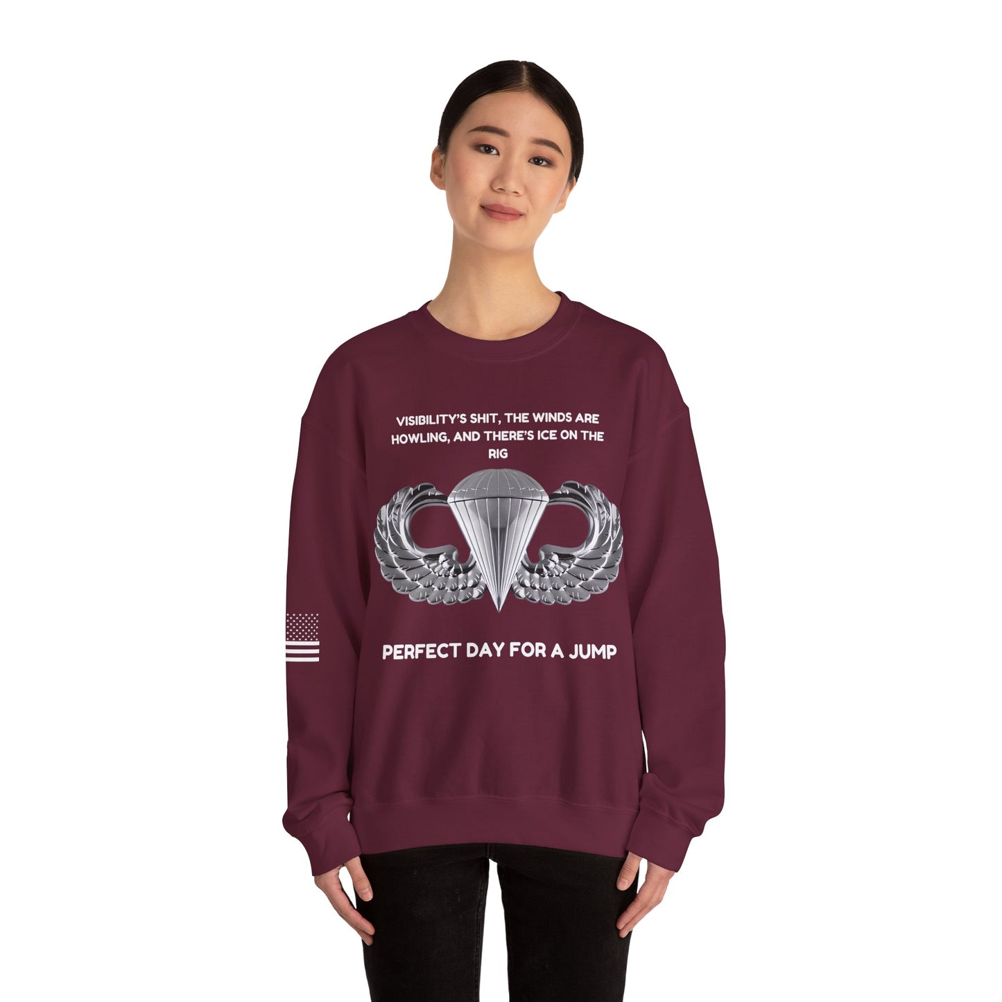 Airborne Sweatshirt, Perfect Day Crewneck, Adventure Apparel, Sporty Military Gift, Motivational Clothing