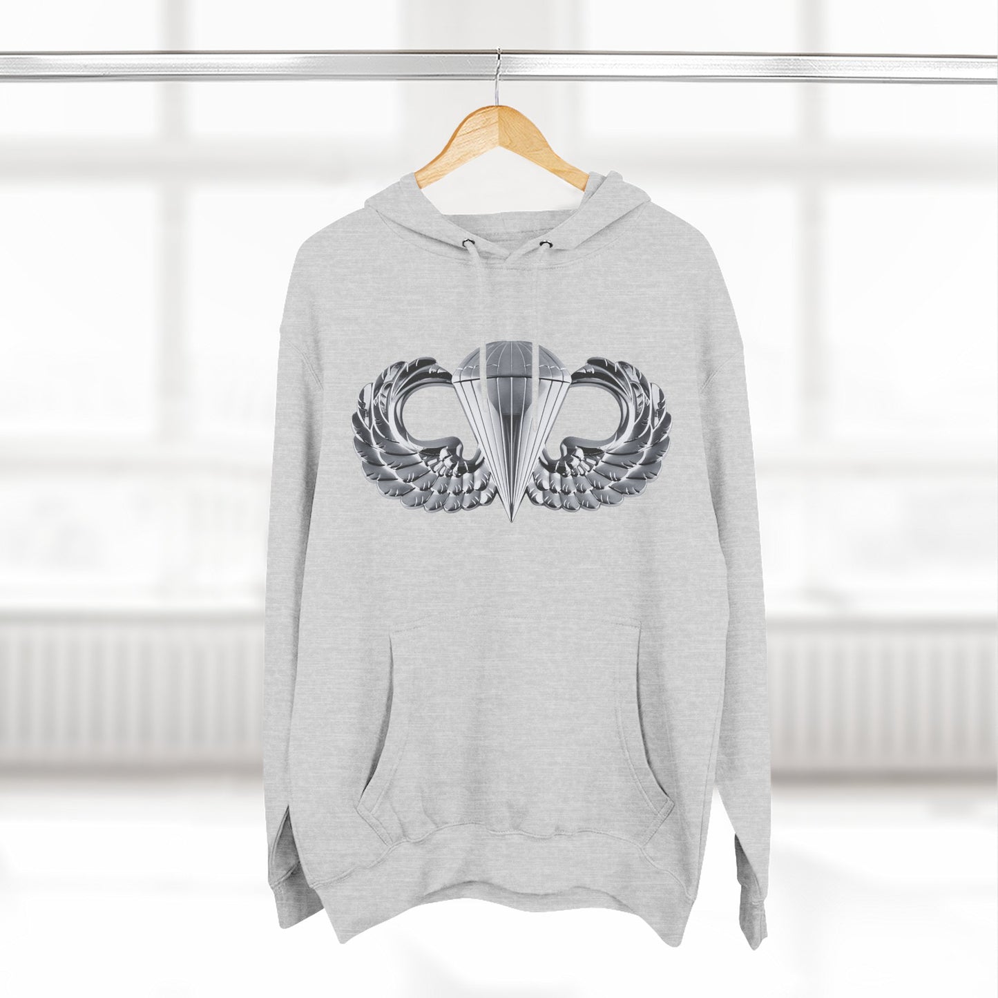 Airborne Silver Winged Cozy Three-Panel Fleece Hoodie for Everyday Comfort