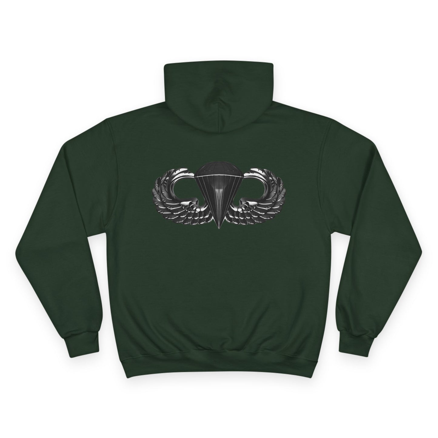 Champion Hoodie with Airborne Black Wings Design On Back- Stylish and Comfy for Active Lifestyles